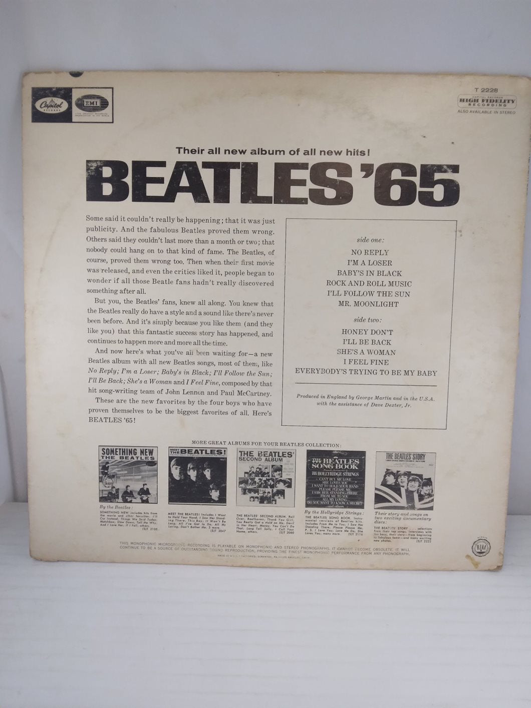 BEATLES'65 (VINYL - LP) CAPITOL RECORDS